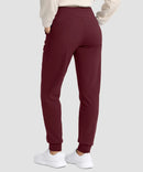 women's tall fleece-lined joggers 30'' 32'' 34'' in wine - back view