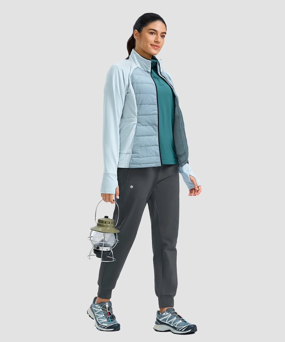 women's thermal with 3 zip pockets joggers in dark gray - side view