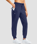 women's thermal with 3 zip pockets joggers in navy - pocket details view