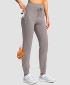 women's ultra high rise fleece-lined joggers in ash gray - pocket details view