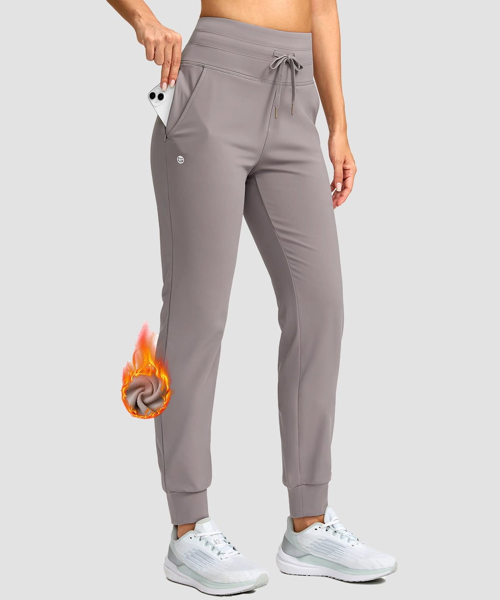 women's ultra high rise fleece-lined joggers in ash gray - pocket details view
