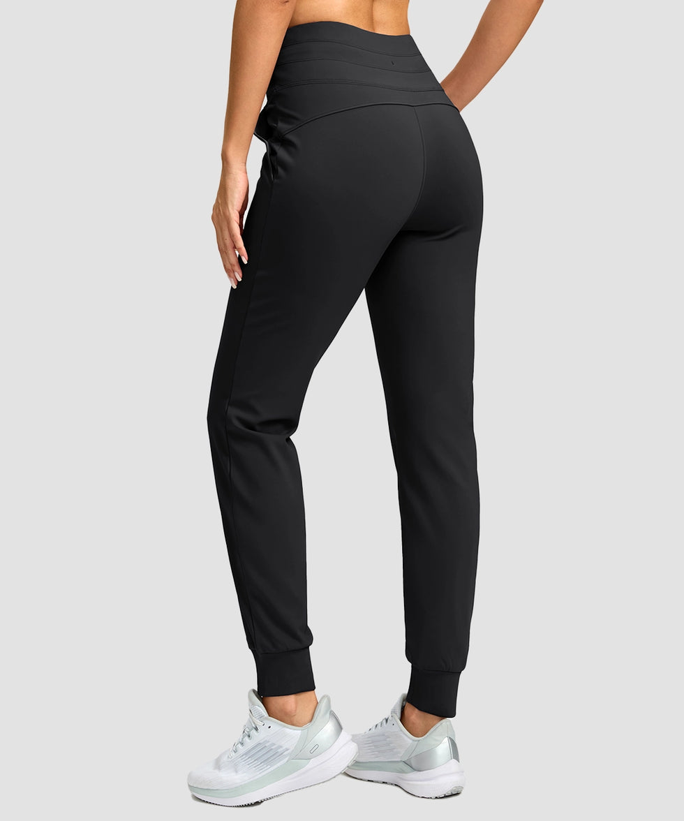 women's ultra high rise fleece-lined joggers in black - back view