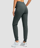 women's ultra high rise fleece-lined joggers in dark gray - back view