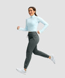 women's ultra high rise fleece-lined joggers in dark gray - side view