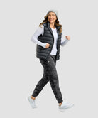 women's ultra high rise fleece-lined joggers in gray camo - side view
