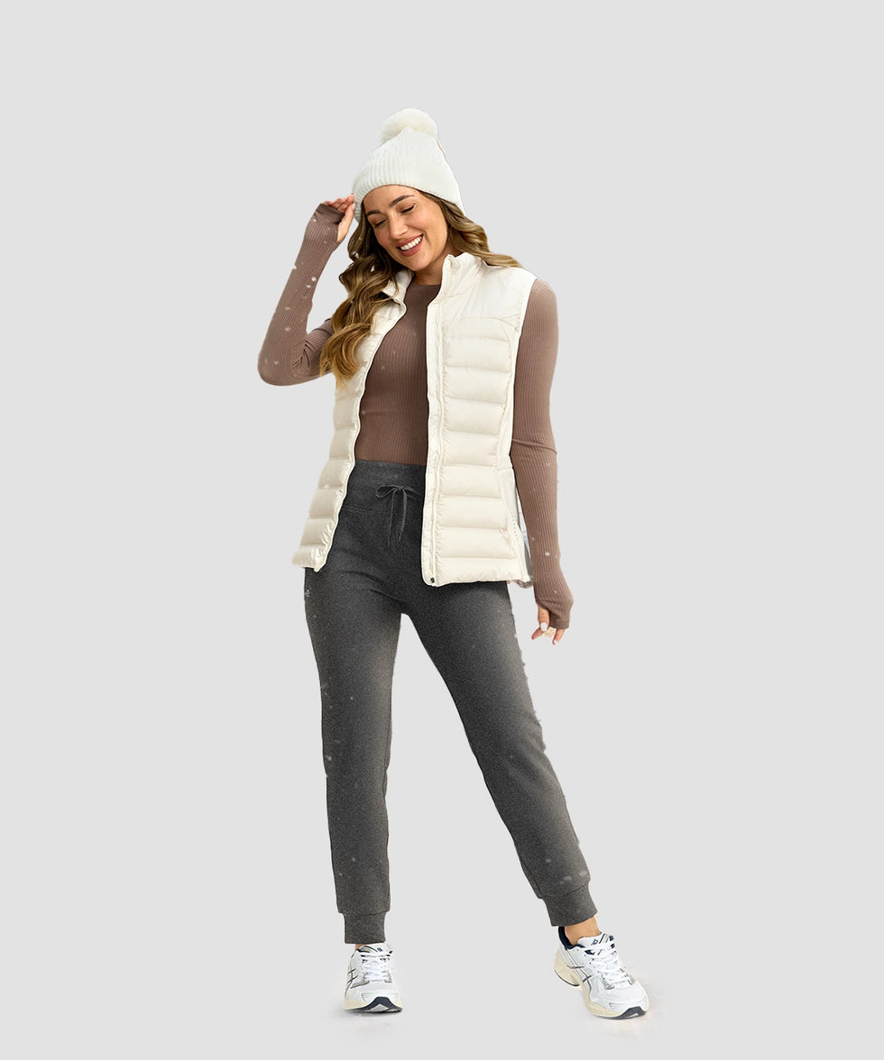 women's ultra high rise fleece-lined joggers in heather charcoal - side view