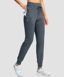 women's ultra high rise fleece-lined joggers in heather dusty blue - pocket details view