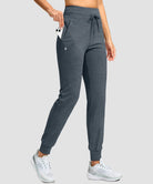 women's ultra high rise fleece-lined joggers in heather dusty blue - pocket details view