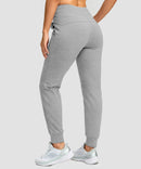 women's ultra high rise fleece-lined joggers in heather light gray - back view