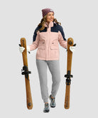 women's ultra high rise fleece-lined joggers in heather light gray - front view