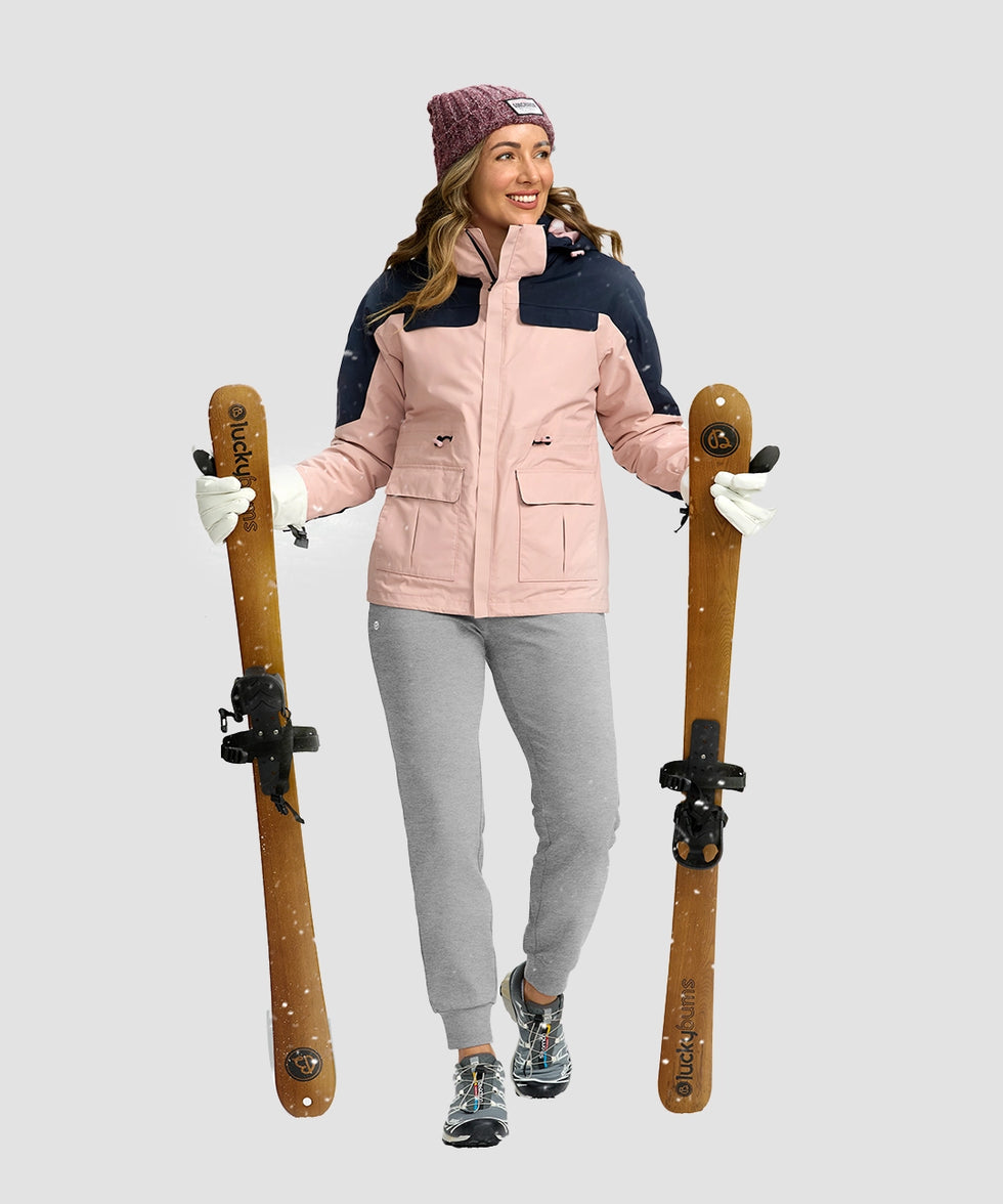 women's ultra high rise fleece-lined joggers in heather light gray - front view