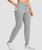 women's ultra high rise fleece-lined joggers in heather light gray - pocket details view
