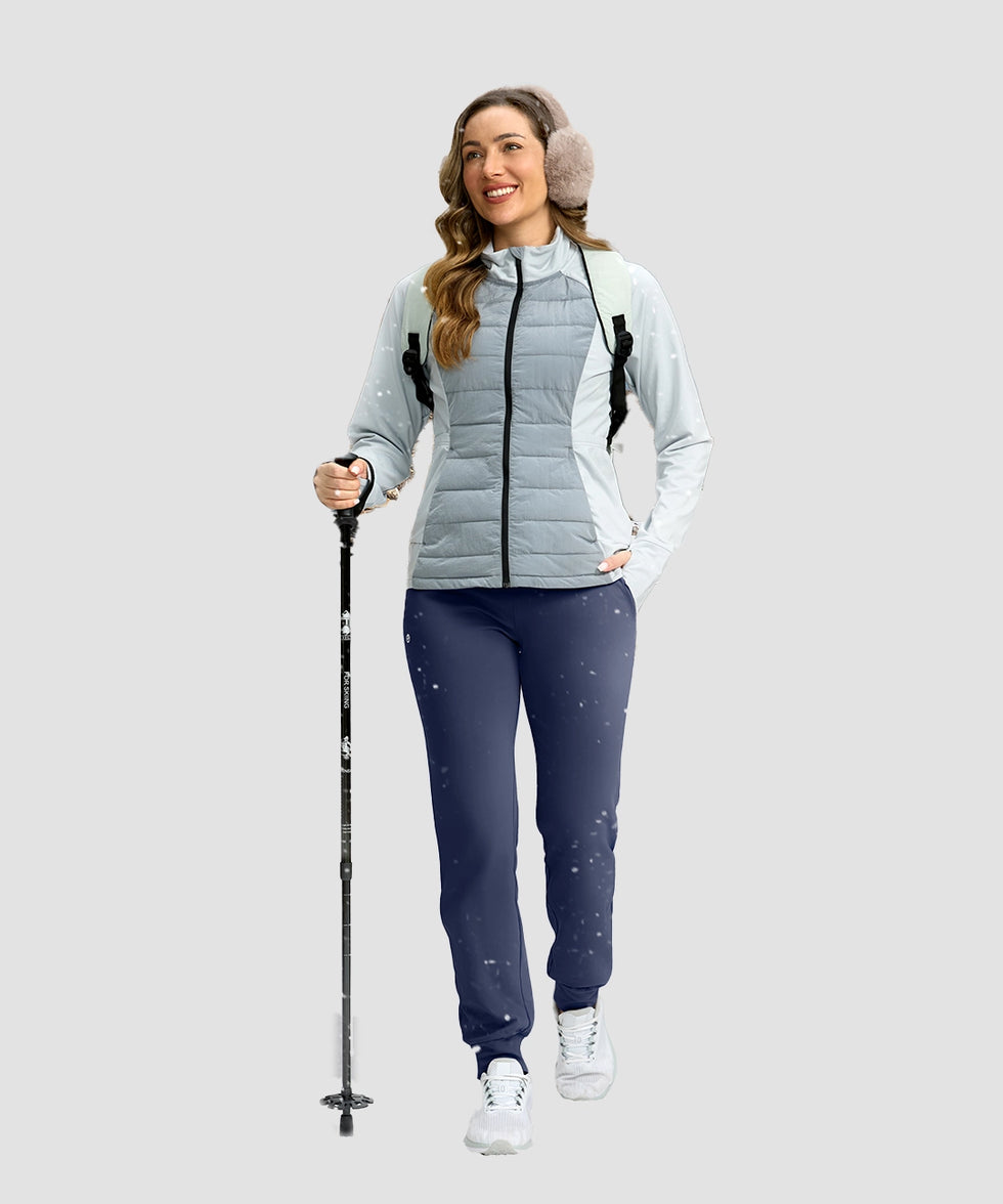 women's ultra high rise fleece-lined joggers in navy - front view