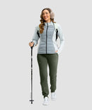 women's ultra high rise fleece-lined joggers in olive green - front view