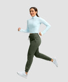 women's ultra high rise fleece-lined joggers in olive green - side view
