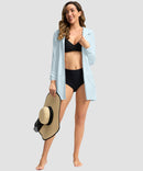 women's uv protection cover-up hoodie in light blue - matching outfits view
