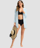 women's uv protection cover-up hoodie in light blue - matching outfits view