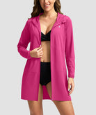 women's uv protection cover-up hoodie in rosy - front view