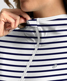 women's uv protection cover-up hoodie in sea striped - hood detail view