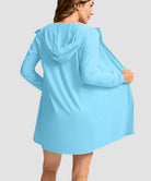 women's uv protection cover-up hoodie in sky blue - back view
