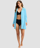 women's uv protection cover-up hoodie in sky blue - matching outfits view