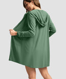 women's uv protection cover-up hoodie in slate green - back view