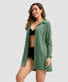 women's uv protection cover-up hoodie in slate green - side view