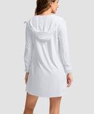 women's uv protection cover-up hoodie in white - back view