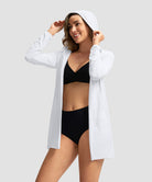 women's uv protection cover-up hoodie in white - side view