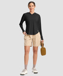 women's uv protection crew neck hoodie in black - matching outfits view