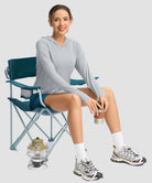 women's uv protection crew neck hoodie in cloudy gray - matching outfits view