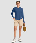women's uv protection crew neck hoodie in dark blue - matching outfits view