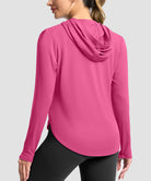 women's uv protection crew neck hoodie in granita pink - back view