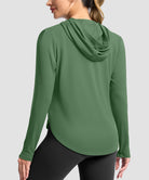 women's uv protection crew neck hoodie in green - back view
