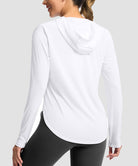 women's uv protection crew neck hoodie in white - back view