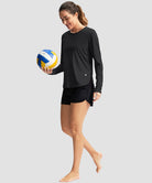 women's uv protection side slit long sleeve in black - matching outfits view