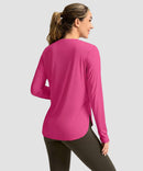 women's uv protection side slit long sleeve in granita pink - back view