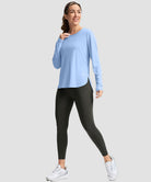 women's uv protection side slit long sleeve in light blue - matching outfits view