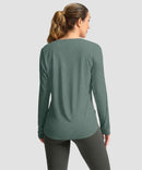 women's uv protection side slit long sleeve in malachite green - back view