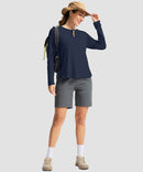 women's uv protection side slit long sleeve in navy - matching outfits view