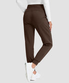women's water-resistant fleece-lined joggers in brown - back view