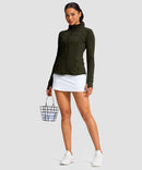 women's zip-up slim fit hip length jacket in army green - matching outfits view