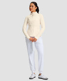 women's zip-up slim fit hip length jacket in beige - matching outfits view