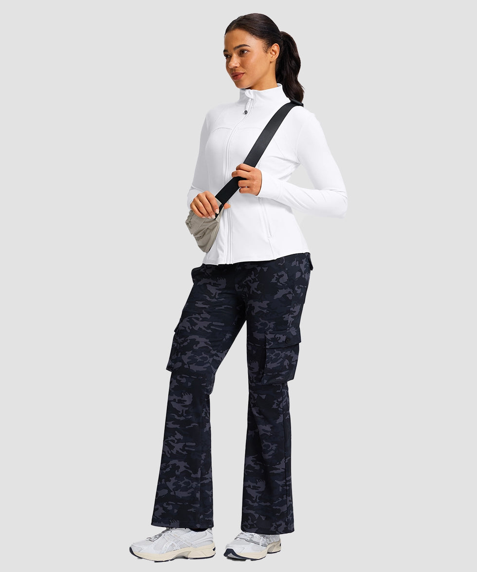 women's zip-up slim fit hip length jacket in white - matching outfits view