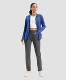 women's zip-up with 4 pockets hooded jacket in blue - matching outfits view