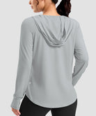 women's zip-up with 4 pockets hooded jacket in cloudy gray - hood detail