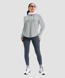 women's zip-up with 4 pockets hooded jacket in cloudy gray - matching outfits view