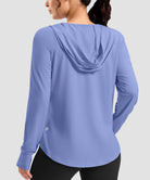 women's zip-up with 4 pockets hooded jacket in purple blue - hood detail