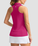 zip up racerback polo tank in granita pink - back view