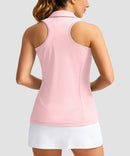 zip up racerback polo tank in light pink - back view